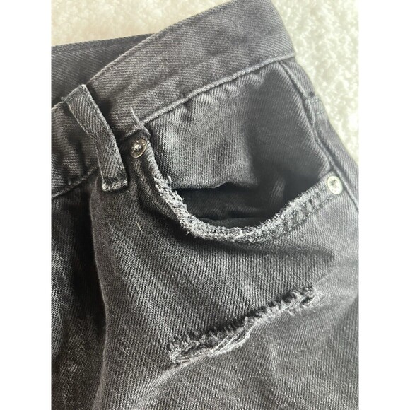 Free People We The Free Jeans Womens 25 Button Fly Straight Leg Distressed Black - Picture 6 of 16